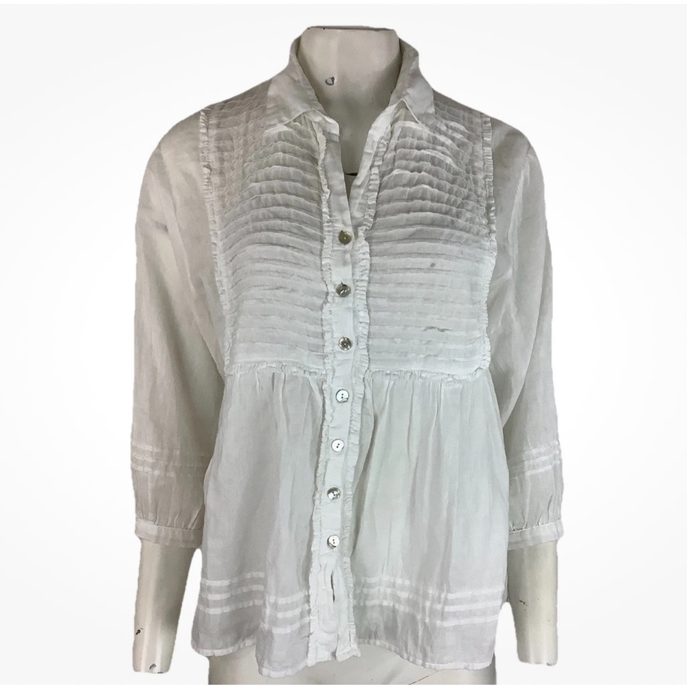 JP and Mattie Sz S 100% Cotton Lightweight Pleated Vacation Beach Travel Top